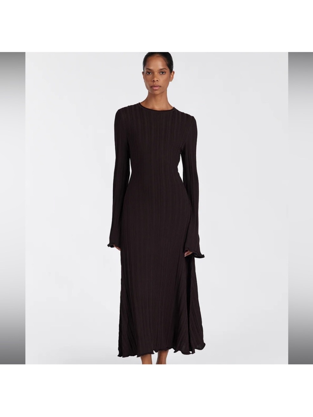 DISSH Black Long-Sleeve Pleated Maxi Dress